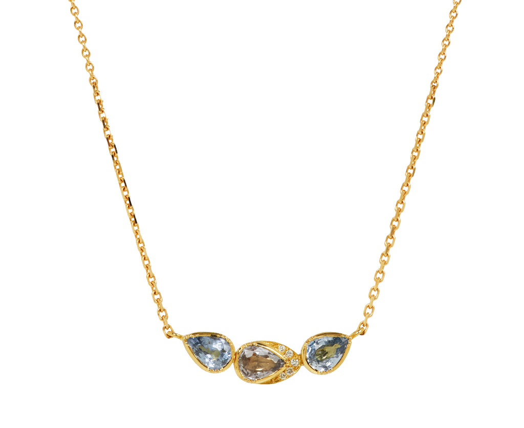 Brooke Gregson Triple Orbit Sapphire Halo Pendant Necklace