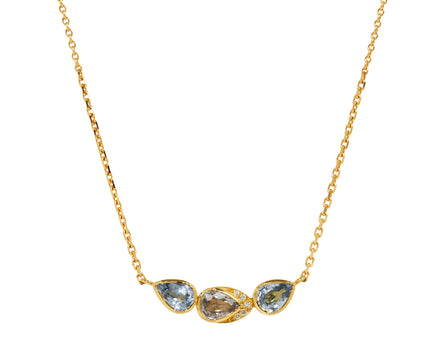 Brooke Gregson Triple Orbit Sapphire Halo Pendant Necklace
