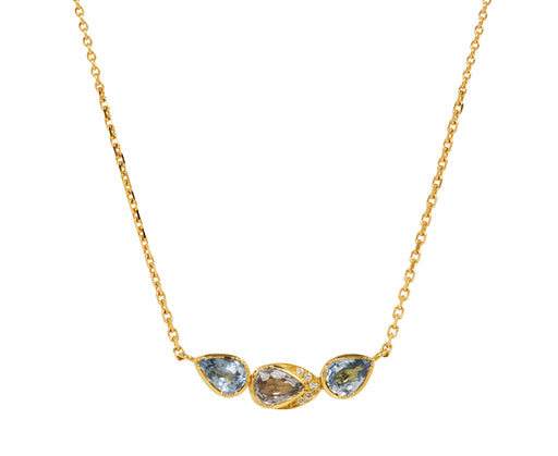 Brooke Gregson Triple Orbit Sapphire Halo Pendant Necklace