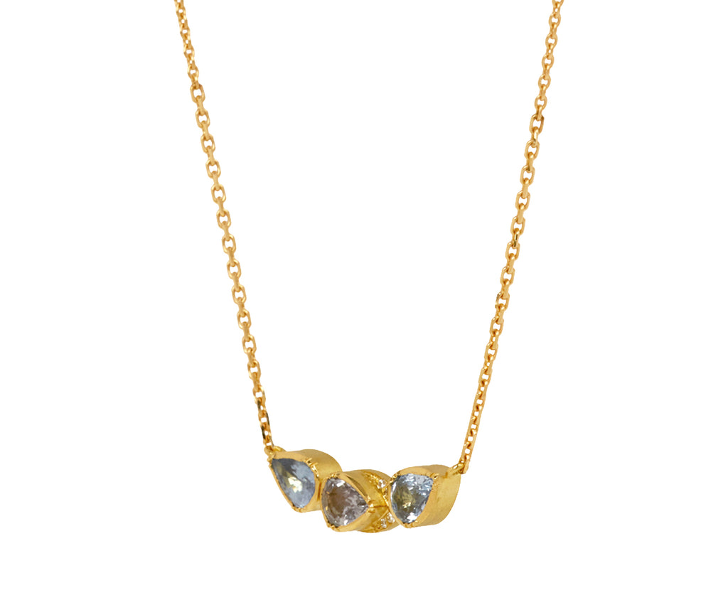 Brooke Gregson Triple Orbit Sapphire Halo Pendant Necklace - side