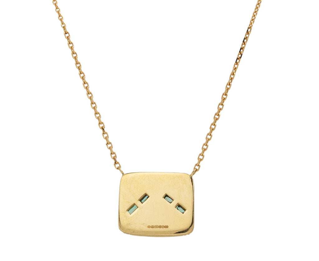 Peruvian Opal and Emerald Pyramid Engraved Pendant Necklace