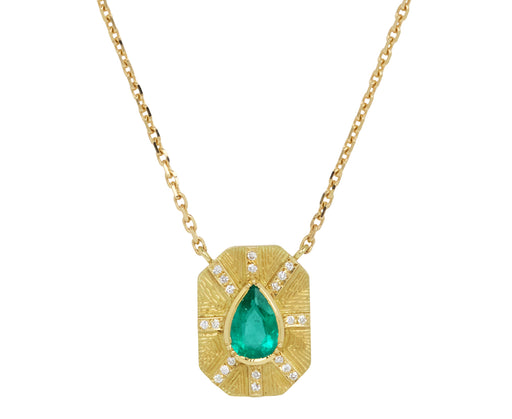 Emerald Diamond Ray Necklace