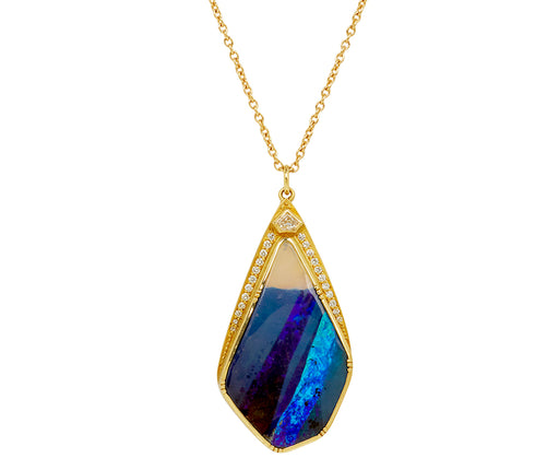 Brooke Gregson Boulder Opal and Diamond Shield Halo Necklace