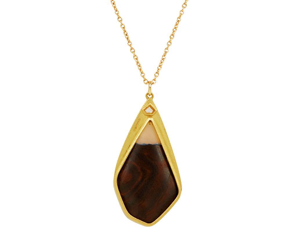Brooke Gregson Boulder Opal and Diamond Shield Halo Necklace - back