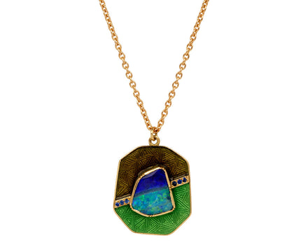 Supernova Opal Sapphire Enamel Necklace