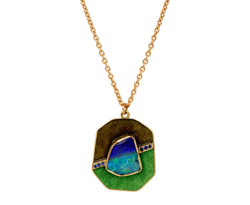 Supernova Opal Sapphire Enamel Necklace