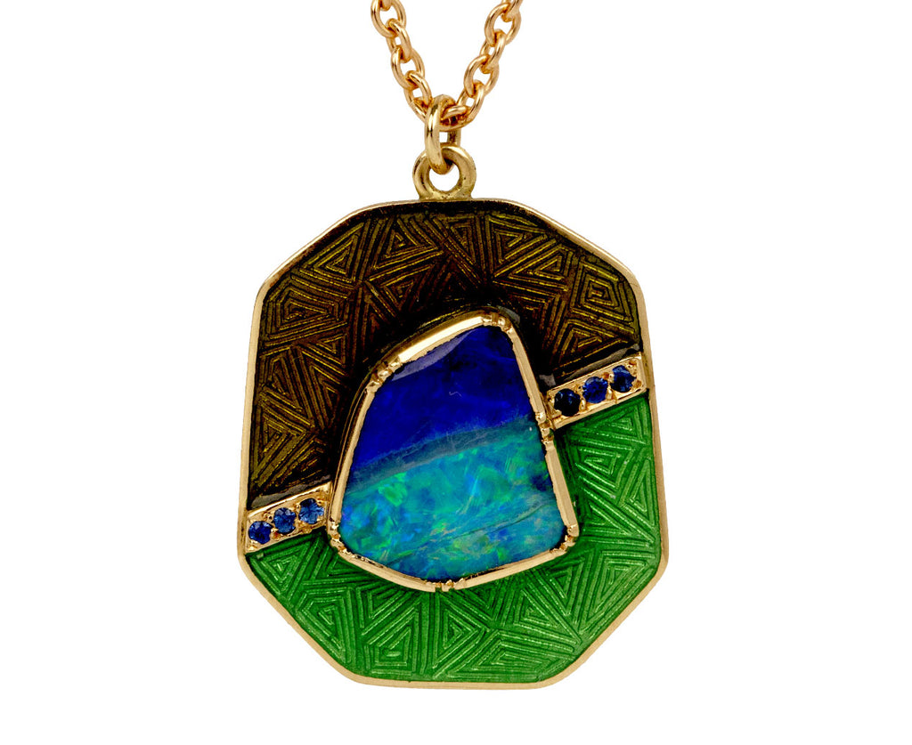 Supernova Opal Sapphire Enamel Necklace