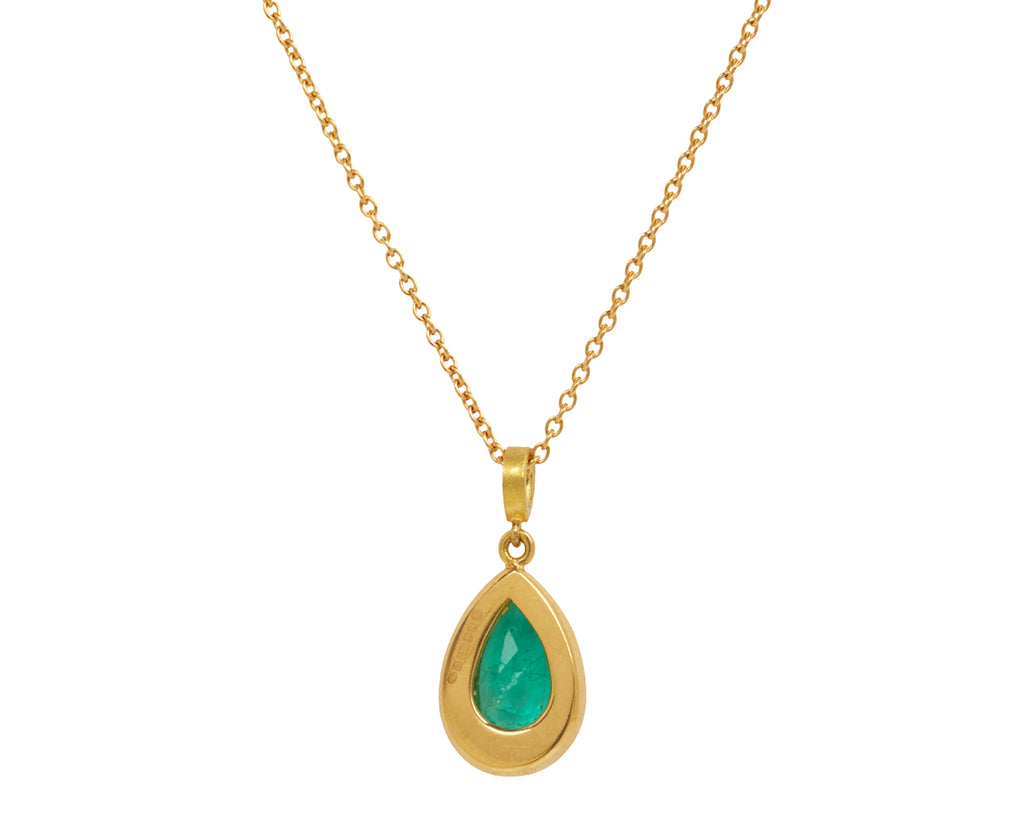 Teardrop Emerald Engraved Necklace