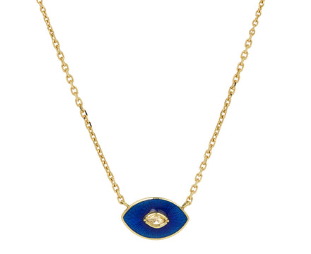 Blue Enamel Diamond Talisman Necklace