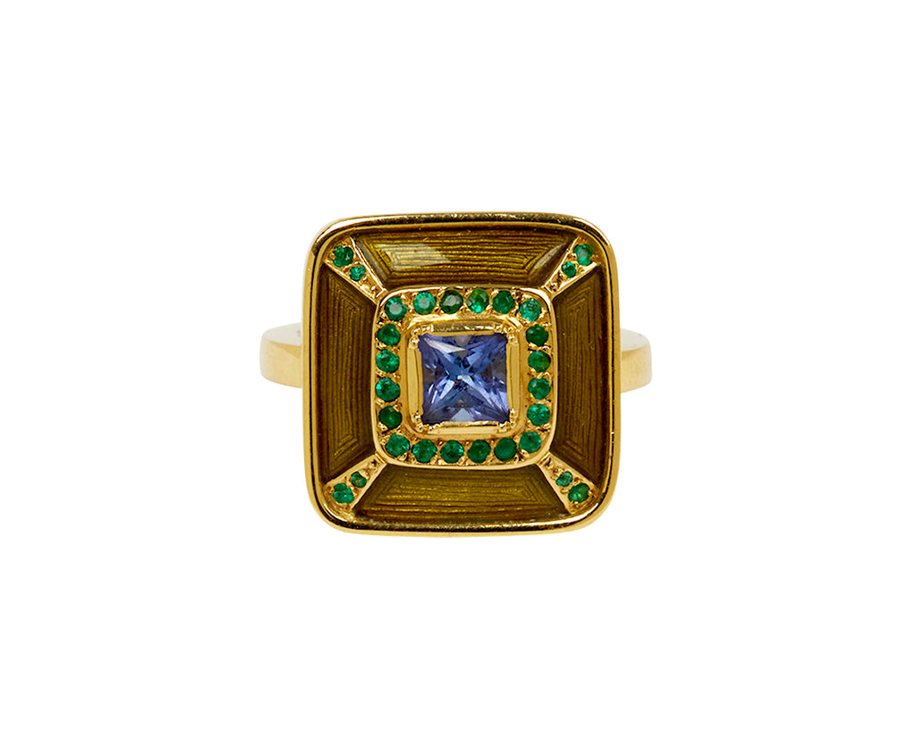 Brooke Gregson Tanzanite, Emerald and Enamel Albers Ring