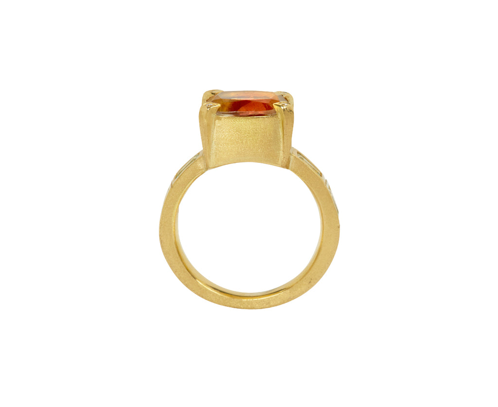 Sunstone and Green Beryl Ring Bauhaus Ring