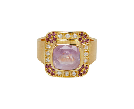 Bauhaus Sapphire Garnet Diamond Ring