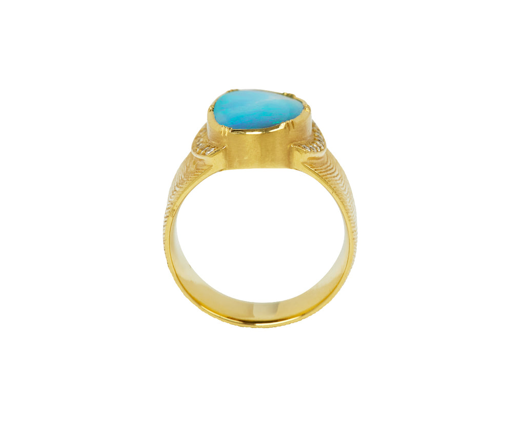 Opal Ellipse Engraved Ring