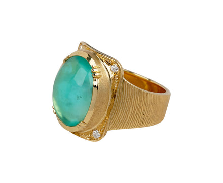 Peruvian Opal Ellipse Engraved Ring