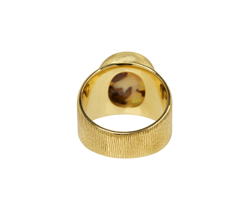 Crystal Opal Ellipse Engraved Ring