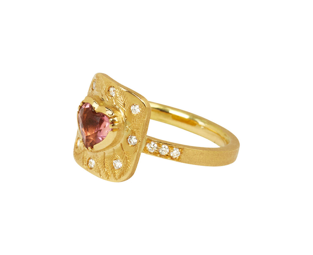 Tourmaline Heart Fern Leaf Ring