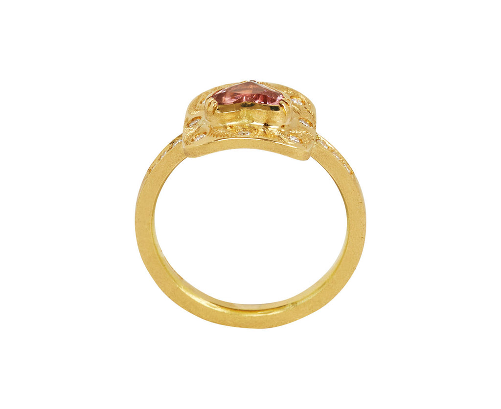Tourmaline Heart Fern Leaf Ring