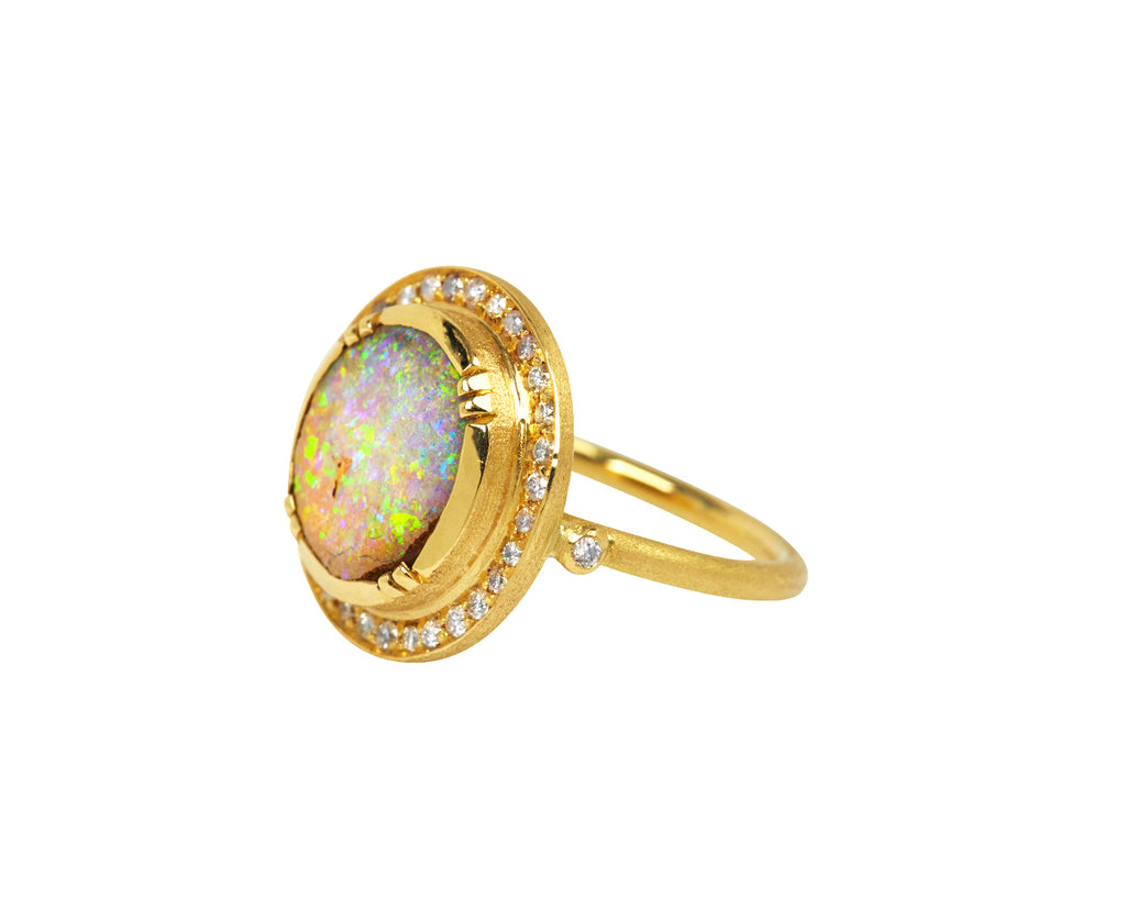 Brooke Gregson Boulder Opal Pink Diamond Galaxy Ring Side
