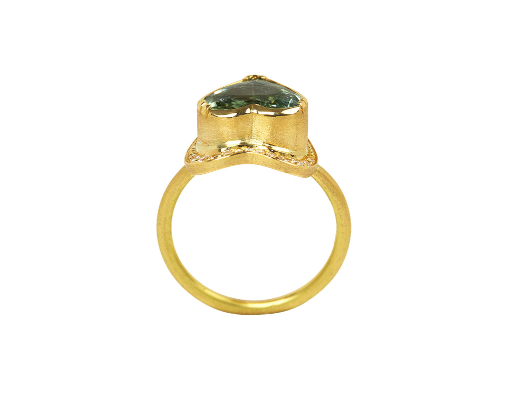 Sea Green Tourmaline Heart Halo Ring