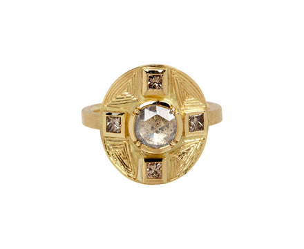 Mandala Shield Engraved Diamond Ring