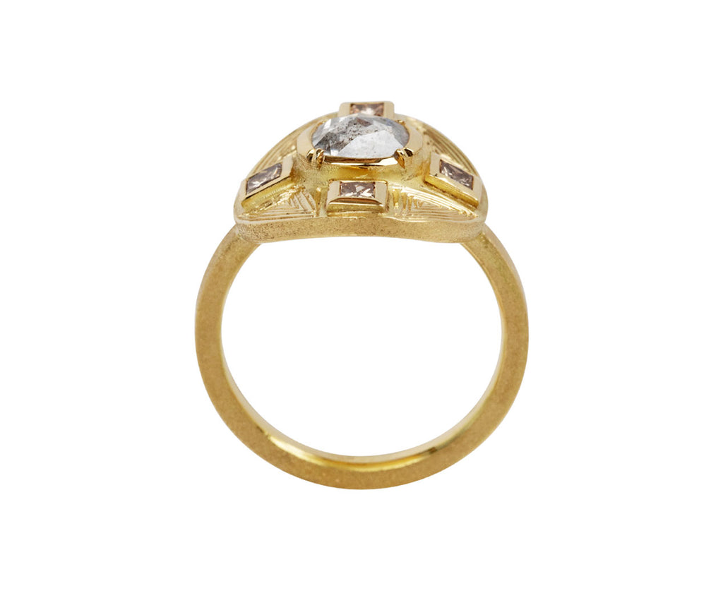 Mandala Shield Engraved Diamond Ring