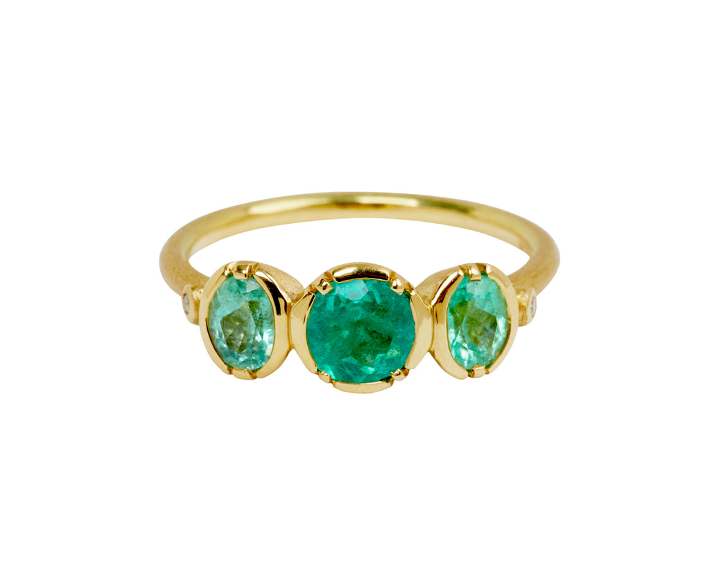 Brooke Gregson Emerald and Paraiba Tourmaline Triple Orbit Ring