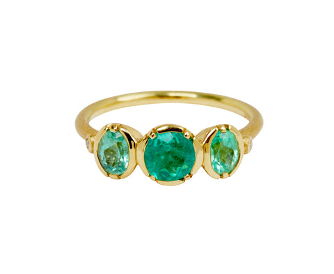 Brooke Gregson Emerald and Paraiba Tourmaline Triple Orbit Ring