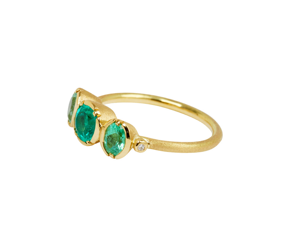 Brooke Gregson Emerald and Paraiba Tourmaline Triple Orbit Ring - side