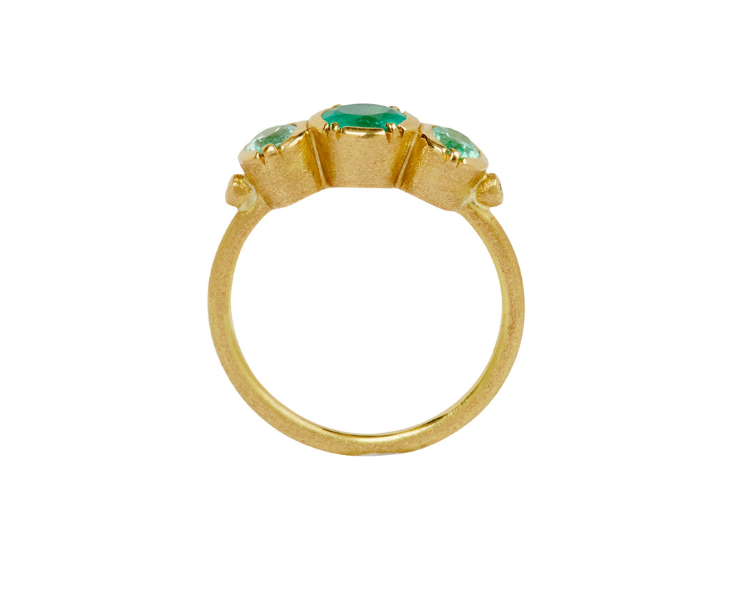 Brooke Gregson Emerald and Paraiba Tourmaline Triple Orbit Ring - top down