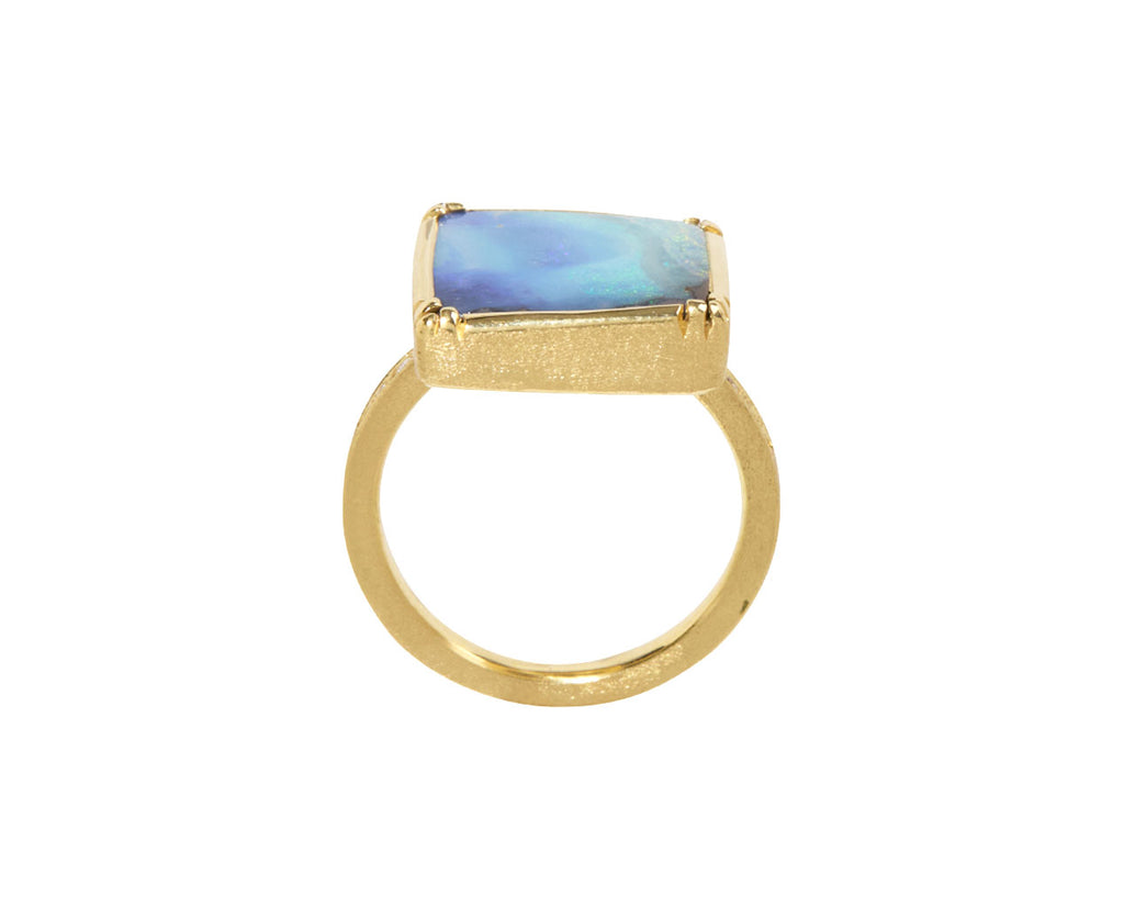 Square Opal and Diamond Ring