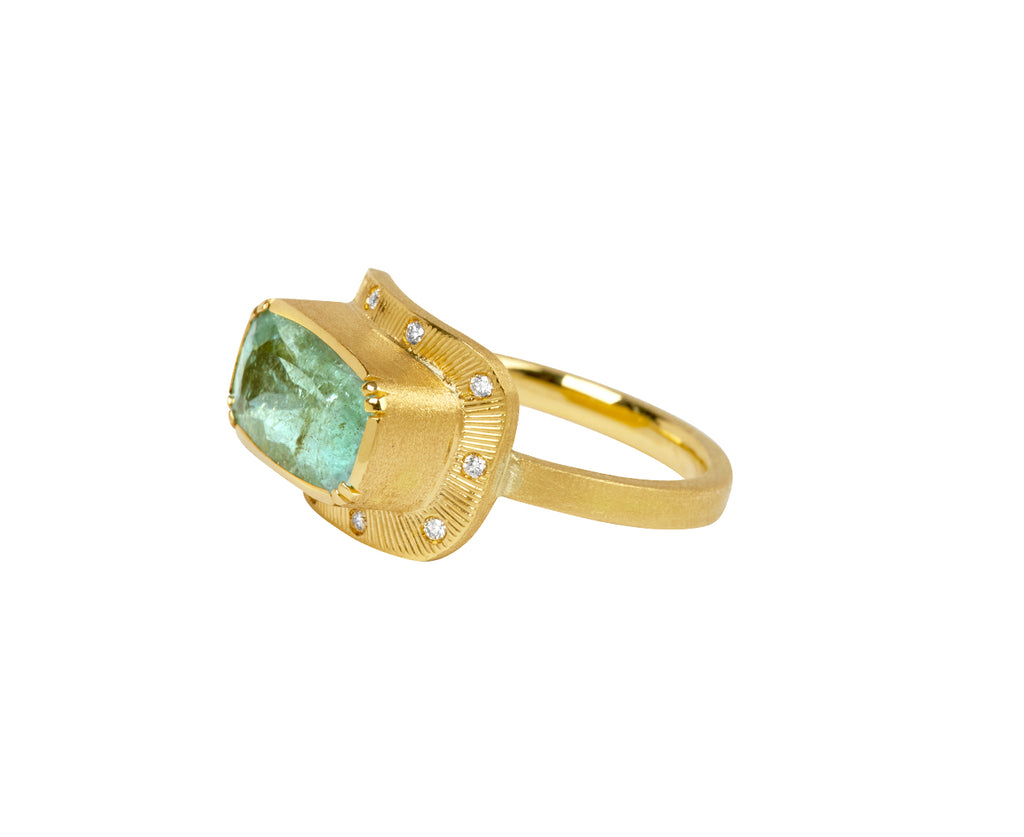 Brooke Gregson Paraiba Tourmaline and Diamond Engraved Starlight Ring - Side View