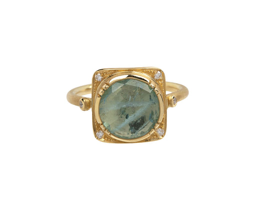 Brooke Gregson Aquamarine Shield Halo Ring