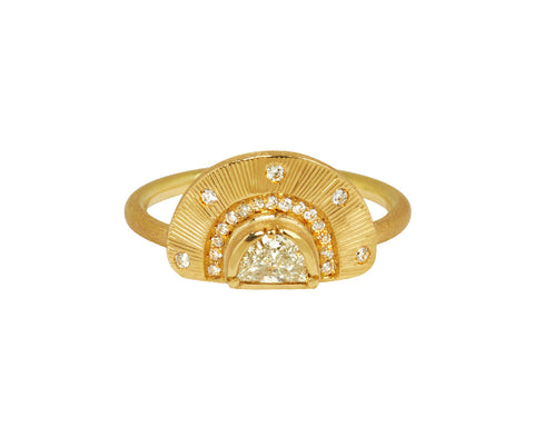 Engraved Half Moon Starlight Diamond Ring - TWISTonline 