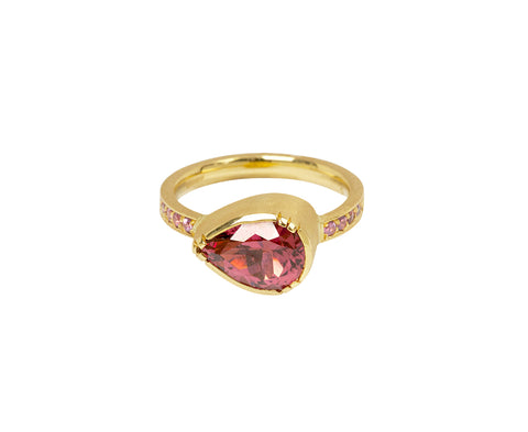 Rhodolite Garnet Teardrop Garnet Band Ring
