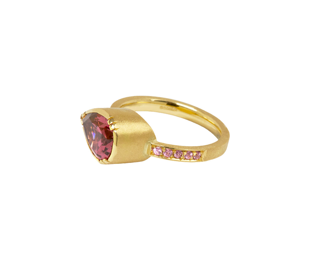 Rhodolite Garnet Teardrop Garnet Band Ring