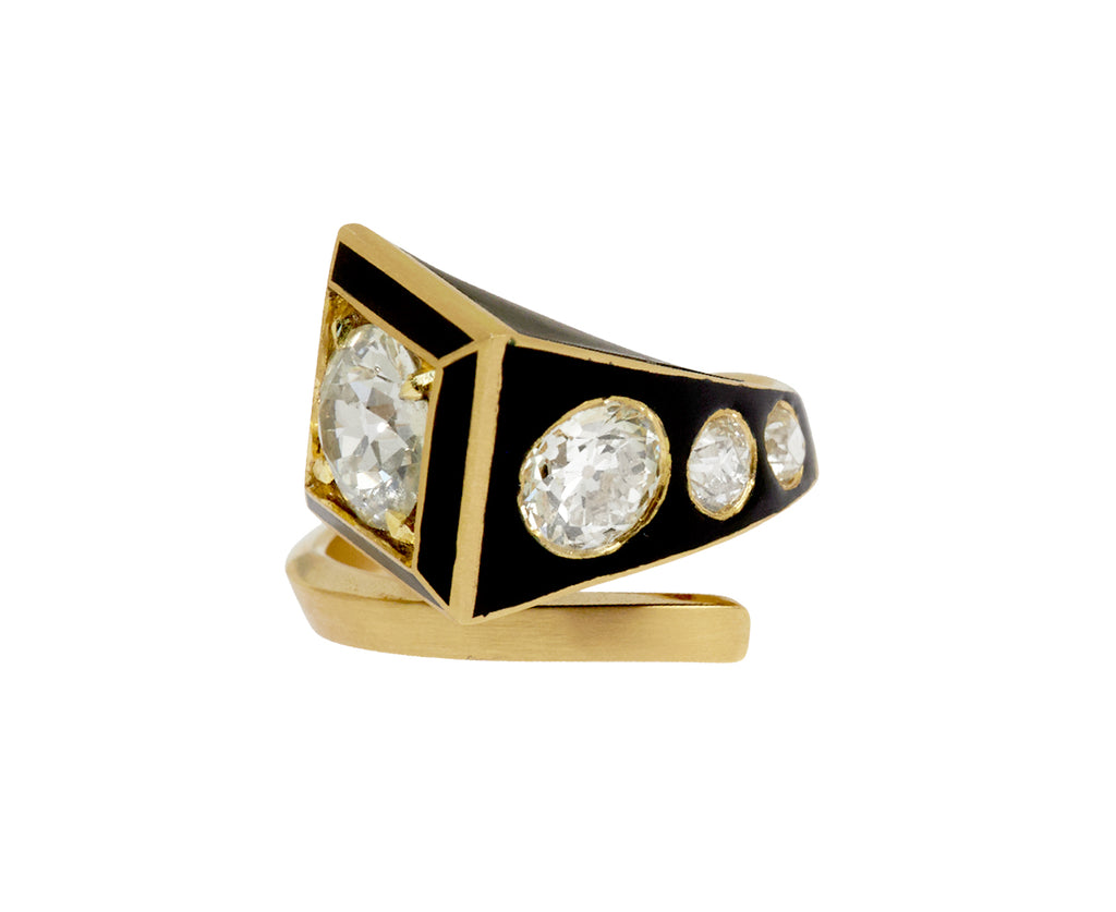 Diamond Luck & Strength Horseshoe Nail Ring