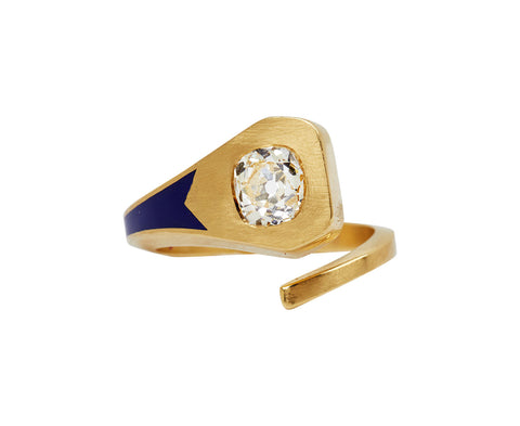 Antique Diamond Luck & Strength Horseshoe Nail Signet Ring