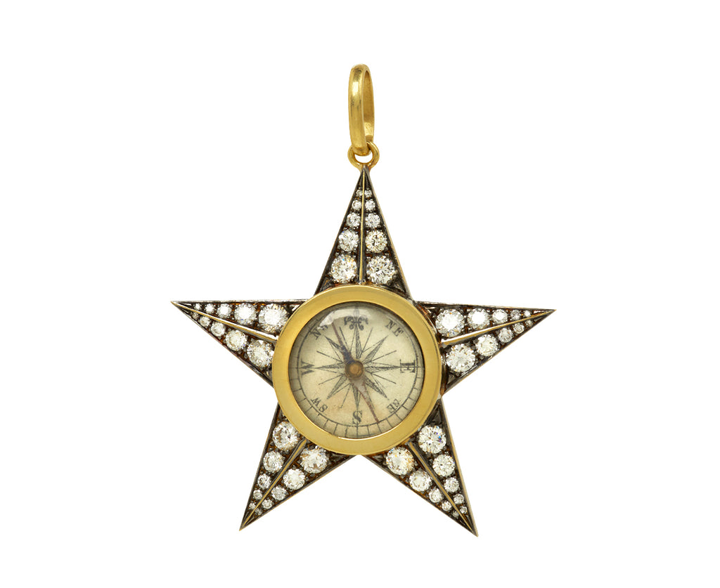 Diamond North Star with Victorian Enamel Compass Pendant ONLY