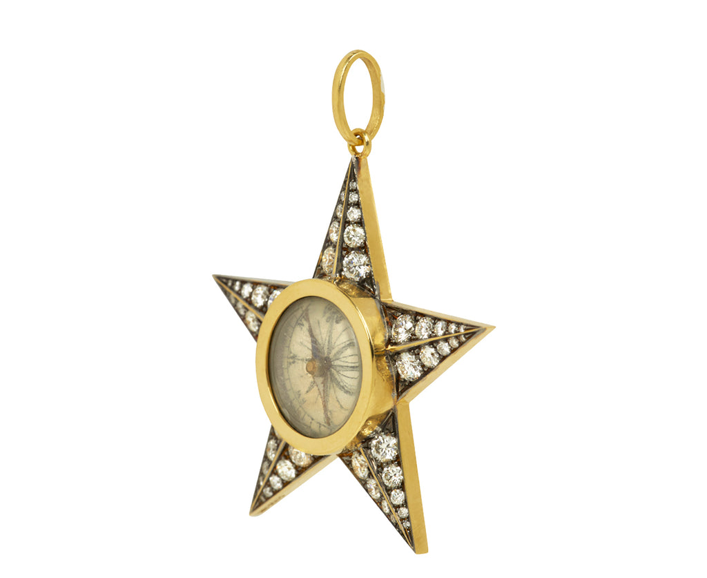 Diamond North Star with Victorian Enamel Compass Pendant ONLY