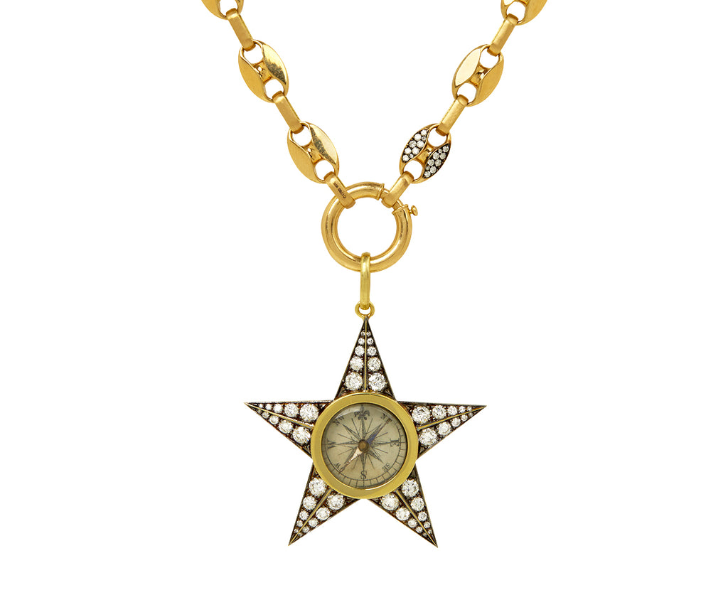 Diamond North Star with Victorian Enamel Compass Pendant ONLY