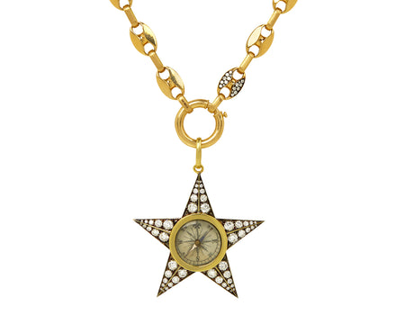 Diamond North Star with Victorian Enamel Compass Pendant ONLY