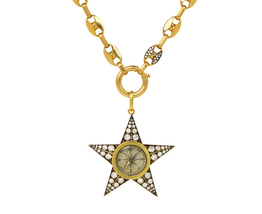 Diamond North Star with Victorian Enamel Compass Pendant ONLY