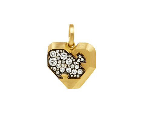 Diamond Heart Puzzle Suite Charm Pendant ONLY