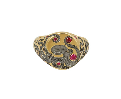Ruby Mini Octopus Signet Ring
