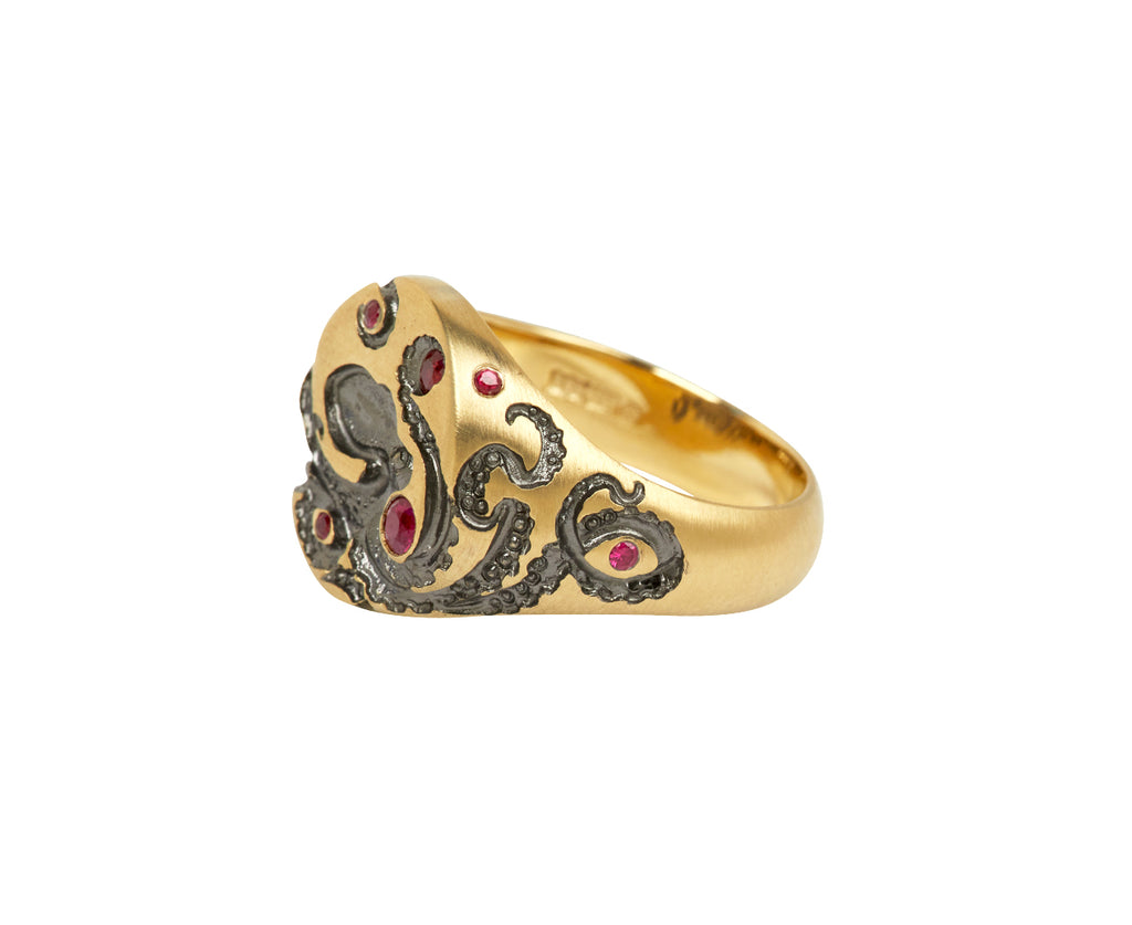 Ruby Mini Octopus Signet Ring