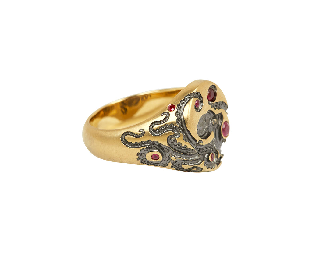 Ruby Mini Octopus Signet Ring