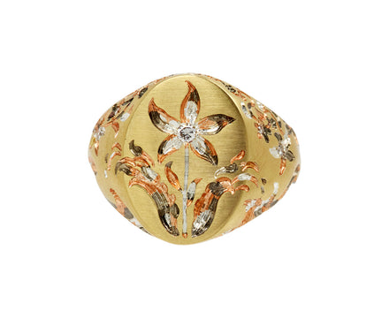 Mixed Plating Bahunia Flower Signet Ring