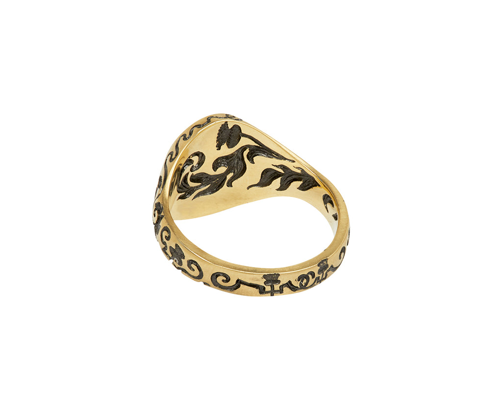 Black Rabbit and Diamond Moon Mini Signet Ring