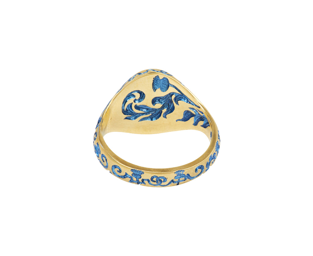 Blue Rabbit and Diamond Moon Mini Signet Ring