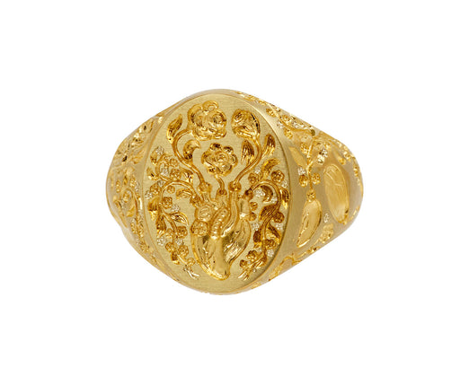 All Gold Heart Signet Ring